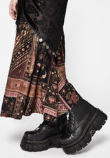 Nola Folk Patchwork Print Shirred Midi Skirt