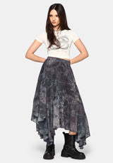 Gaia Celestial Print Chiffon Hanky Hem Skirt
