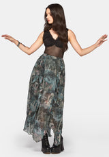 Thalassa Print Hanky Hem Chiffon Midi Skirt