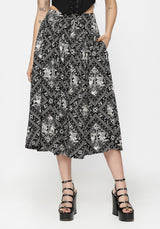 Hexweave Print Button Down Pleated Midi Skirt