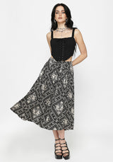 Hexweave Print Button Down Pleated Midi Skirt