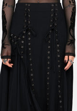 Lucette Eyelet Lace Up Midi Skirt