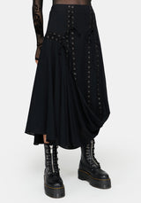 Lucette Eyelet Lace Up Midi Skirt