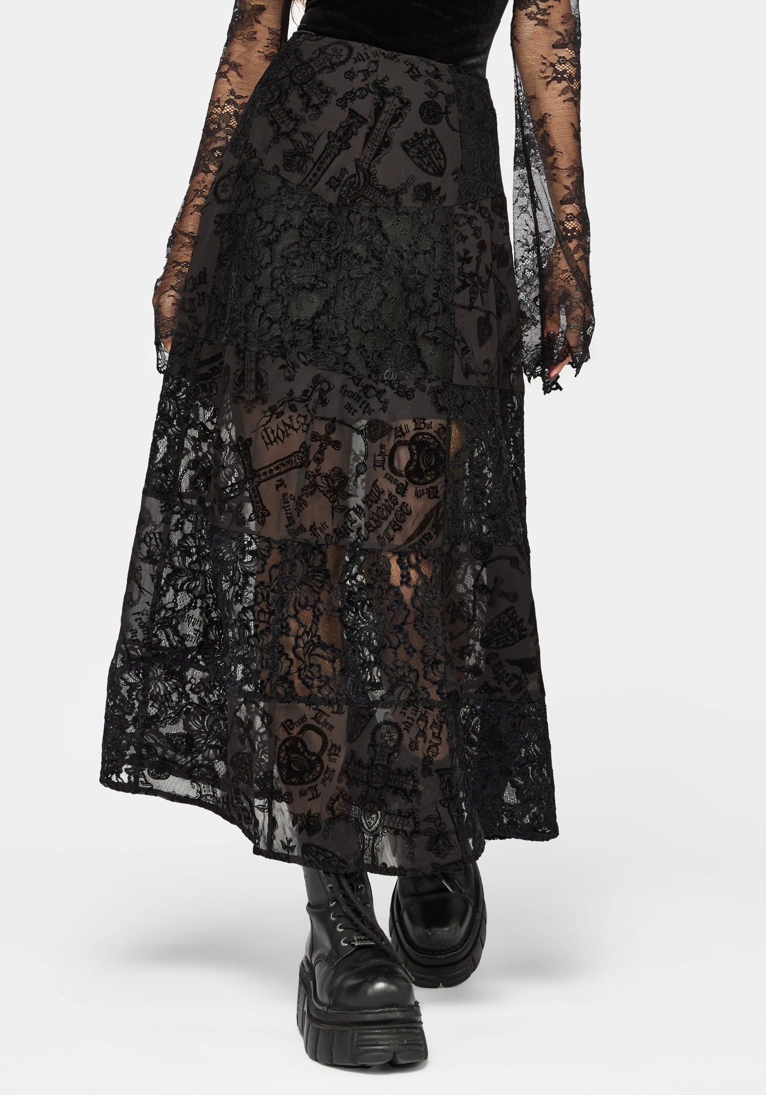 Sanct Flocked Velour Patchwork Midaxi Skirt – Disturbia