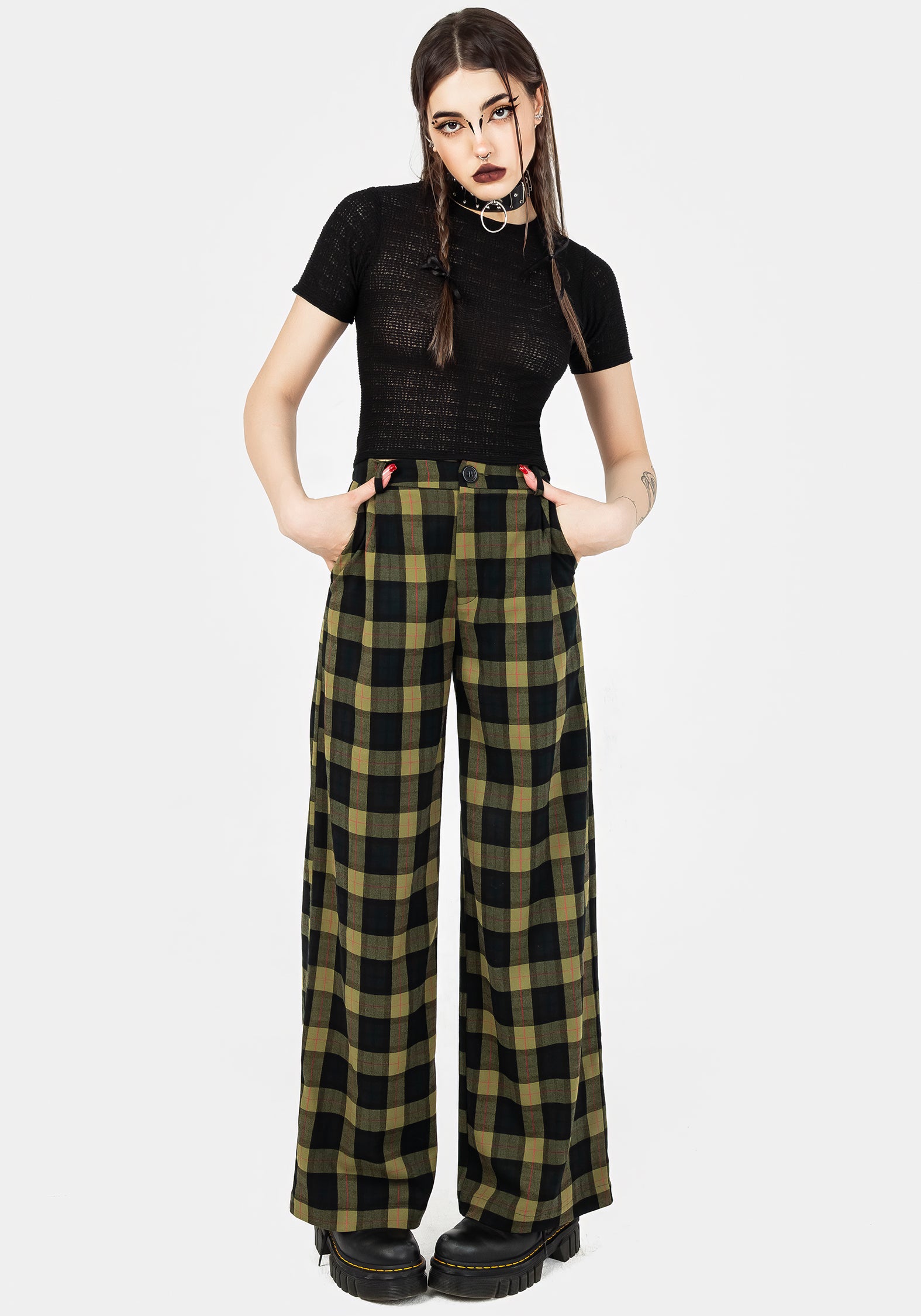 Elvira patchwork check trousers