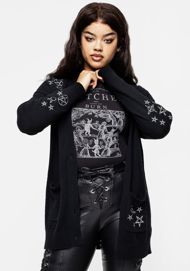 Hex Embroidered Cardigan