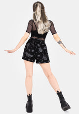 Parasite Bugs Tie Waist Paperbag Shorts - Black