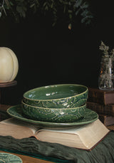 Rosethorn Floral Embossed Pasta Bowl (4 Piece Set)