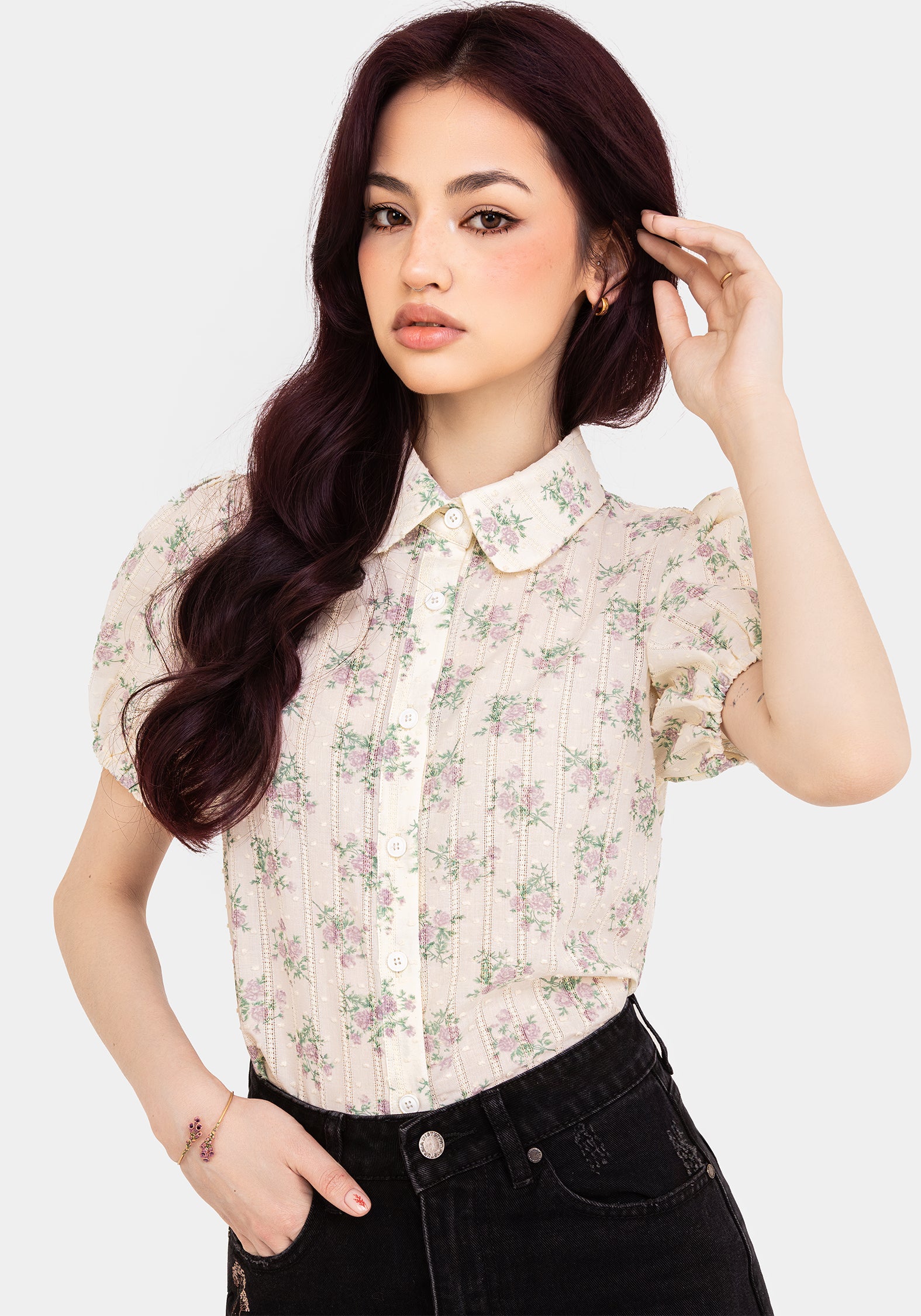 Women's ComfortEase 4-Way Stretch Nude Long Sleeve Blouse