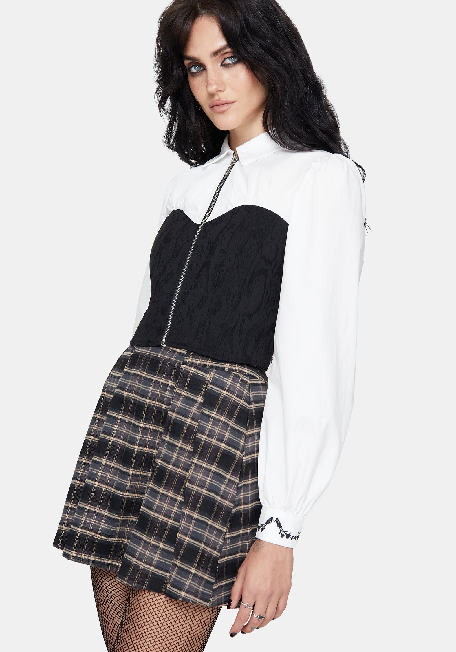 Adelinda Cotton Corset Detail Zip Front Shirt – Disturbia