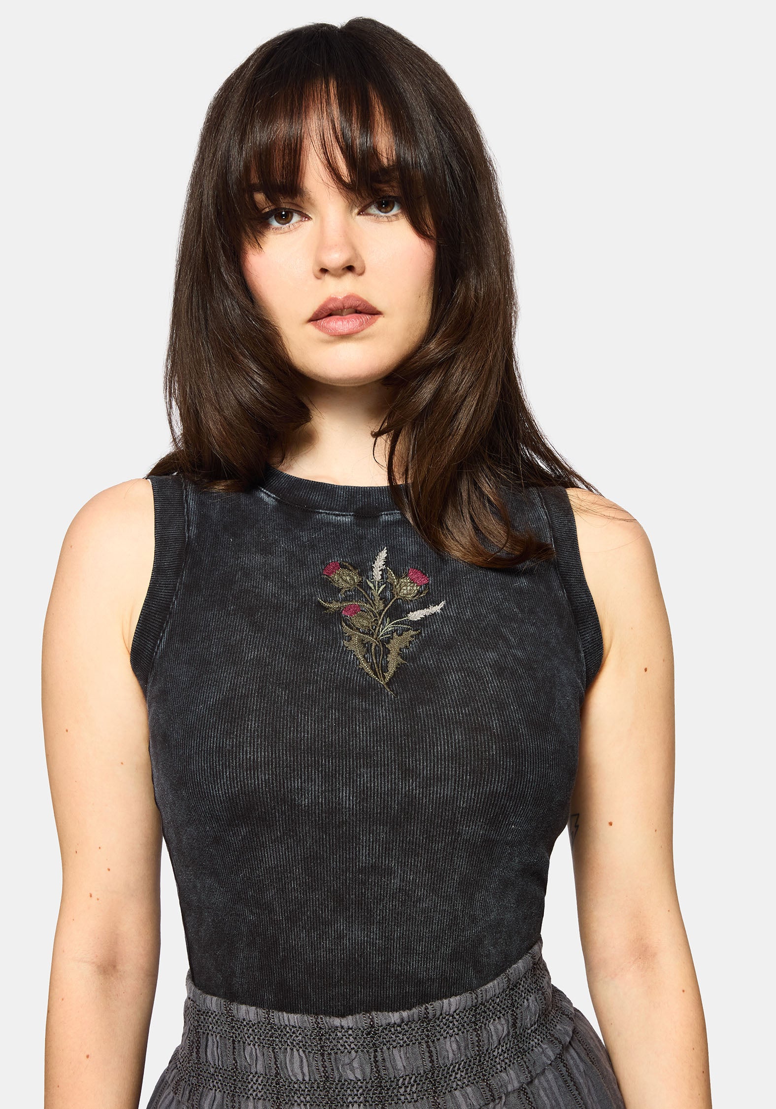 Despair Cotton Embroidered Washed Jersey Tank Top