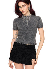Stori Ribbed Short Sleeve T-Shirt - Black