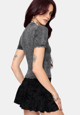 Stori Ribbed Short Sleeve T-Shirt - Black