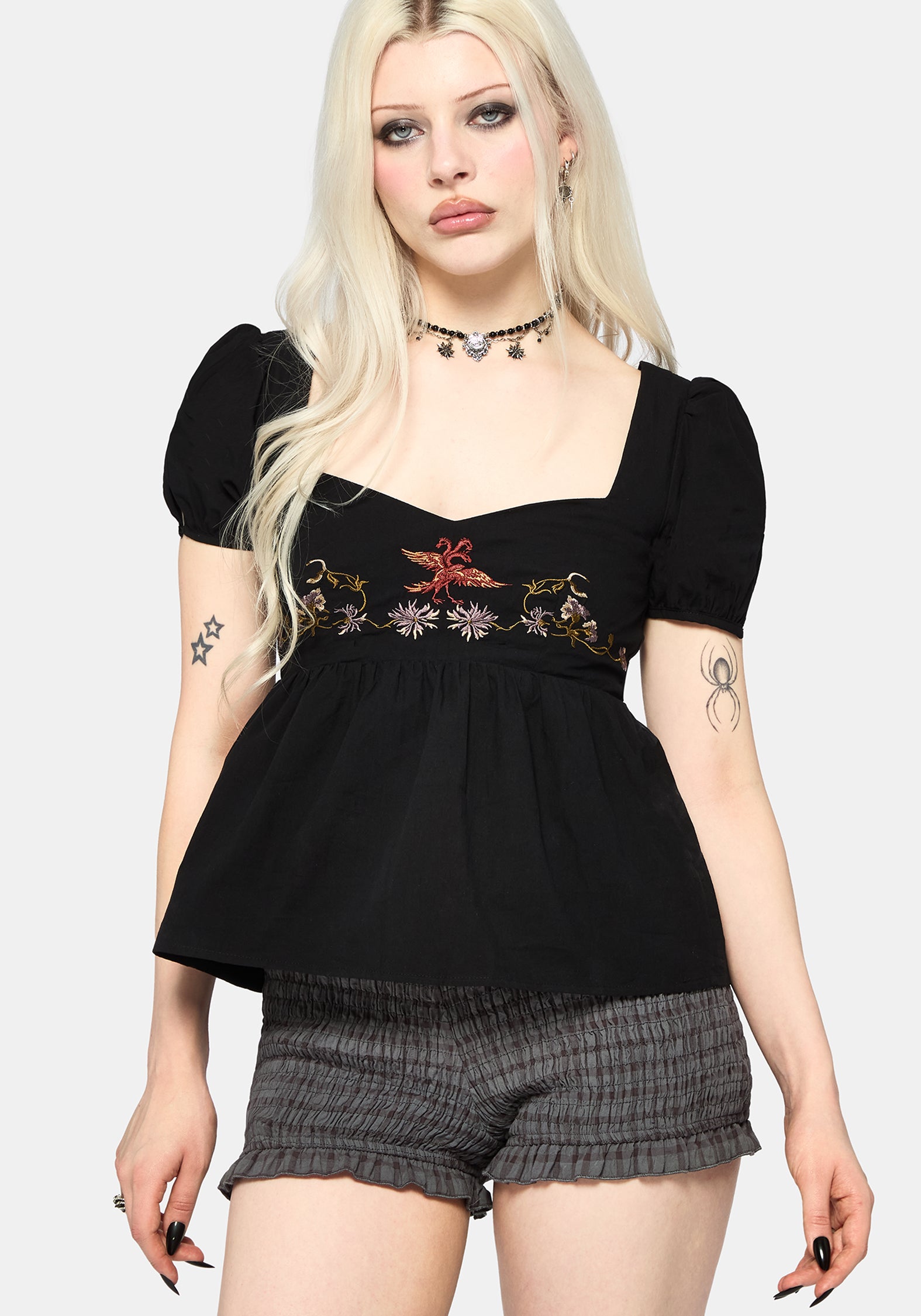 Genevra Embroidered Cotton Babydoll Top – Disturbia