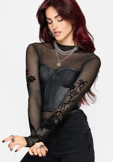 Era Flocked Mesh Long Sleeve Top