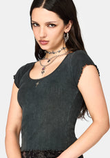 Lucera Short Sleeve Pointelle Scoop Neck Top