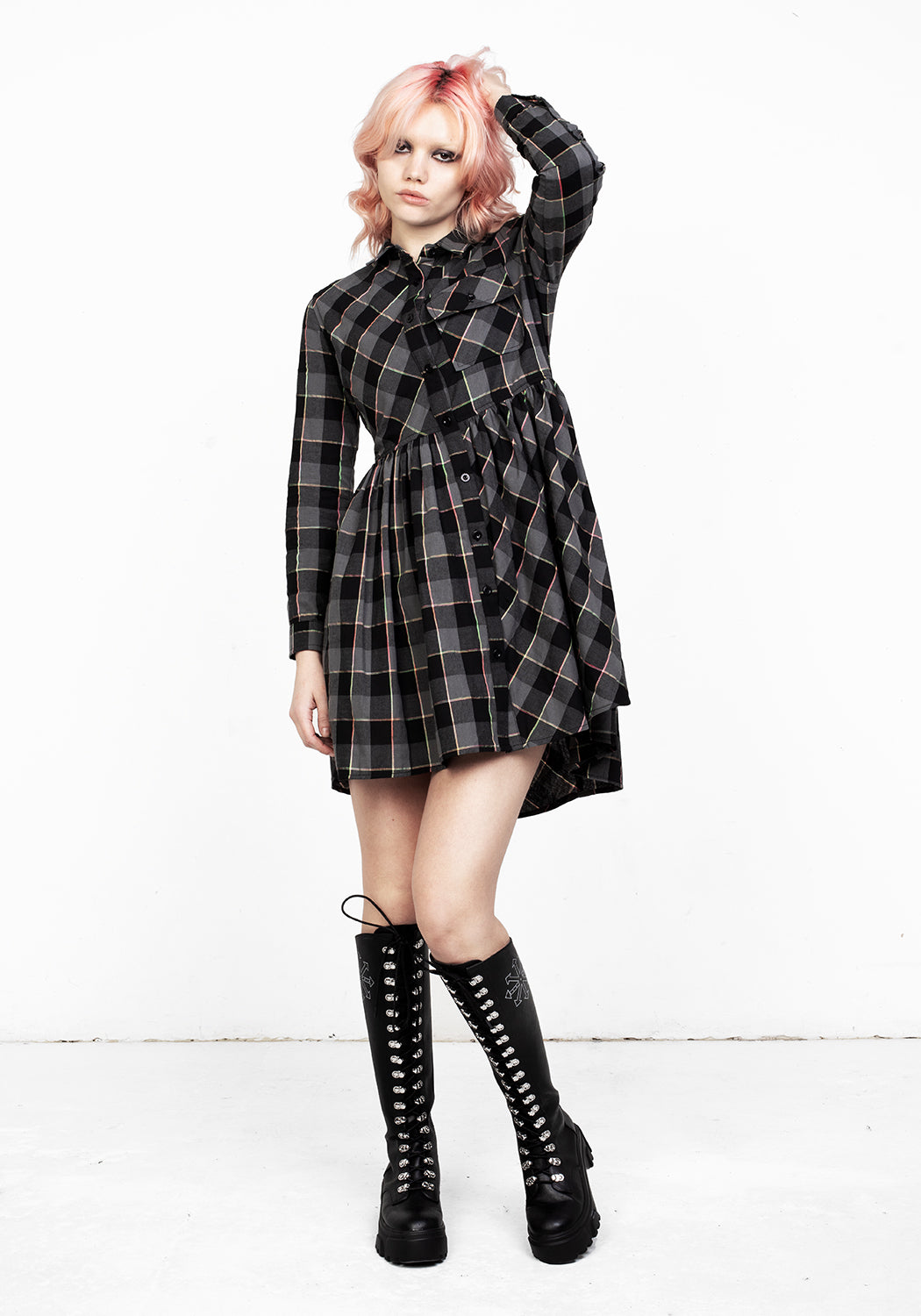 Disturbia Melody Check Skater Dress Dresses