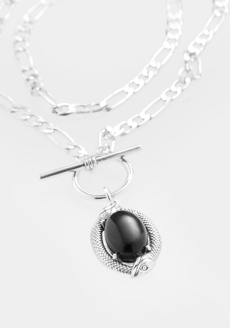 Ouroboros Black Onyx Multi Chain Necklace
