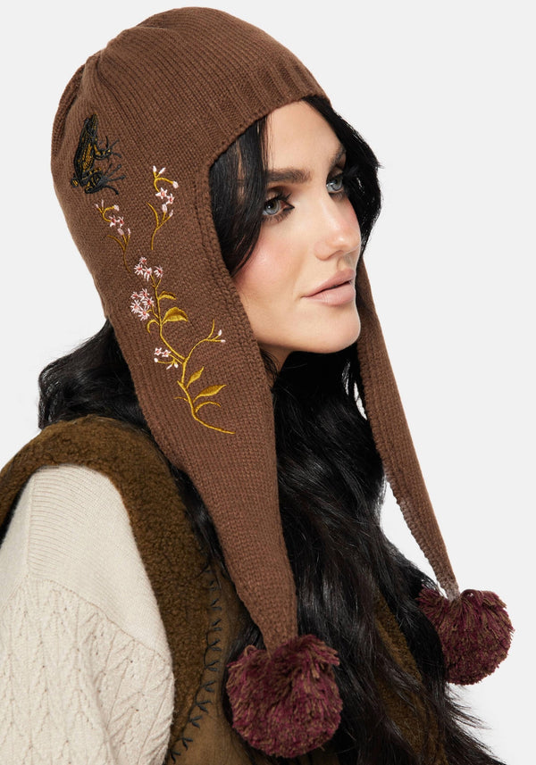 Liora Frog Floral Pom Pom Hat