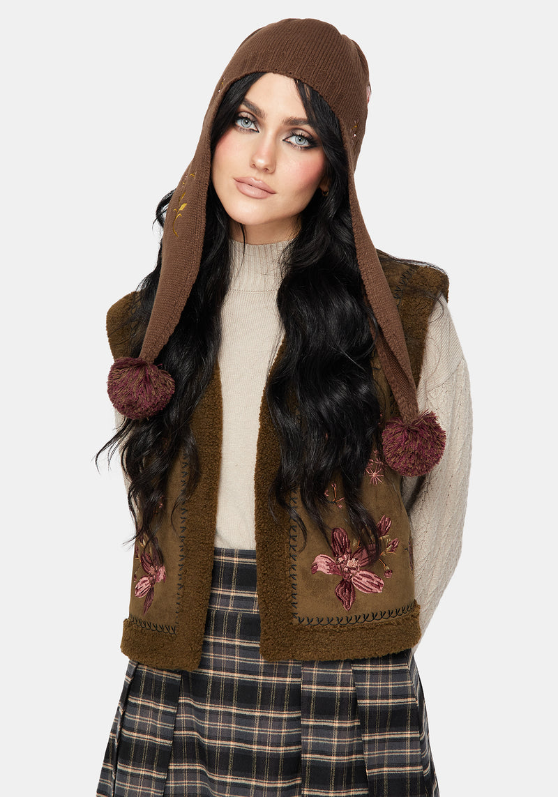 Liora Moth Floral Pom Pom Hat