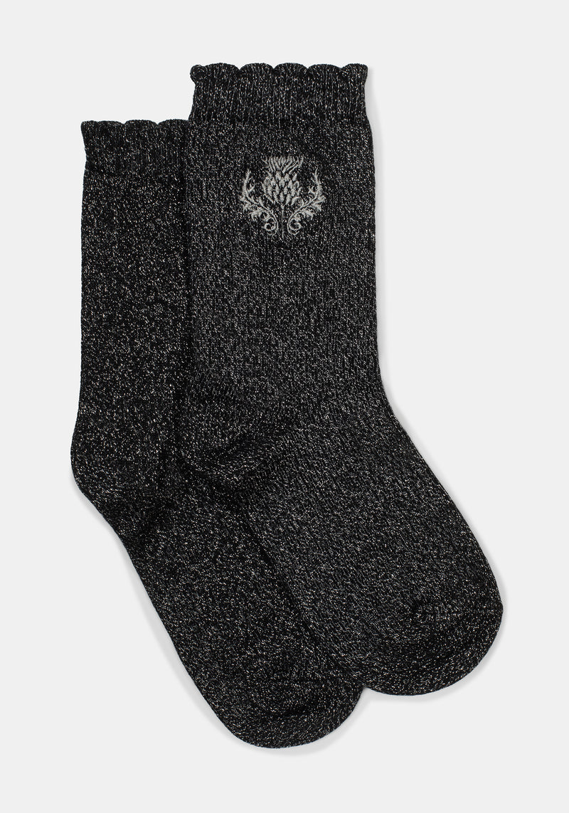 Lurex Thistle Embroidered Socks