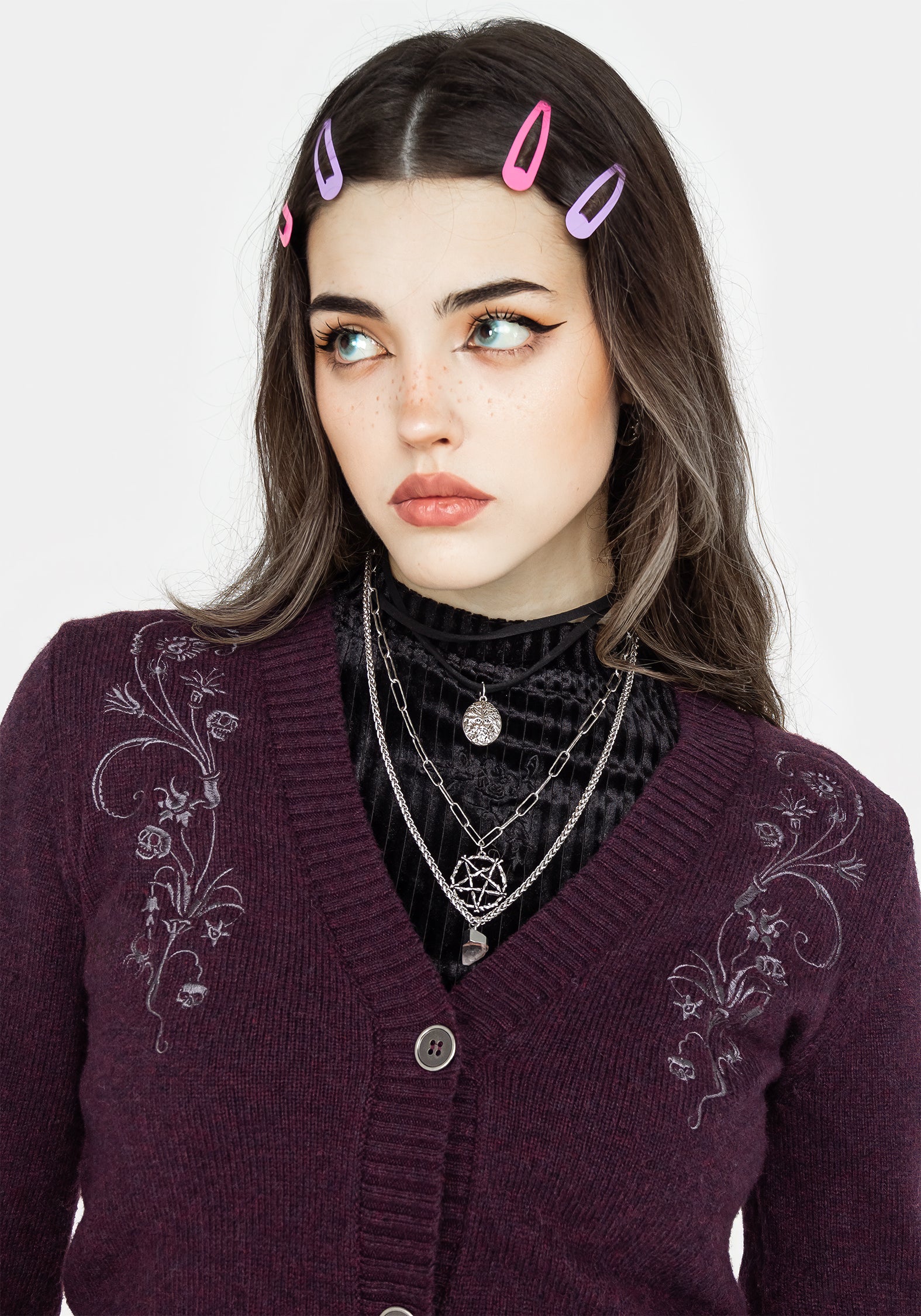 Disturbia Poe Embroidered Cardigan Cardigans disturbia-poe-embroidered-cardigan-cardigans