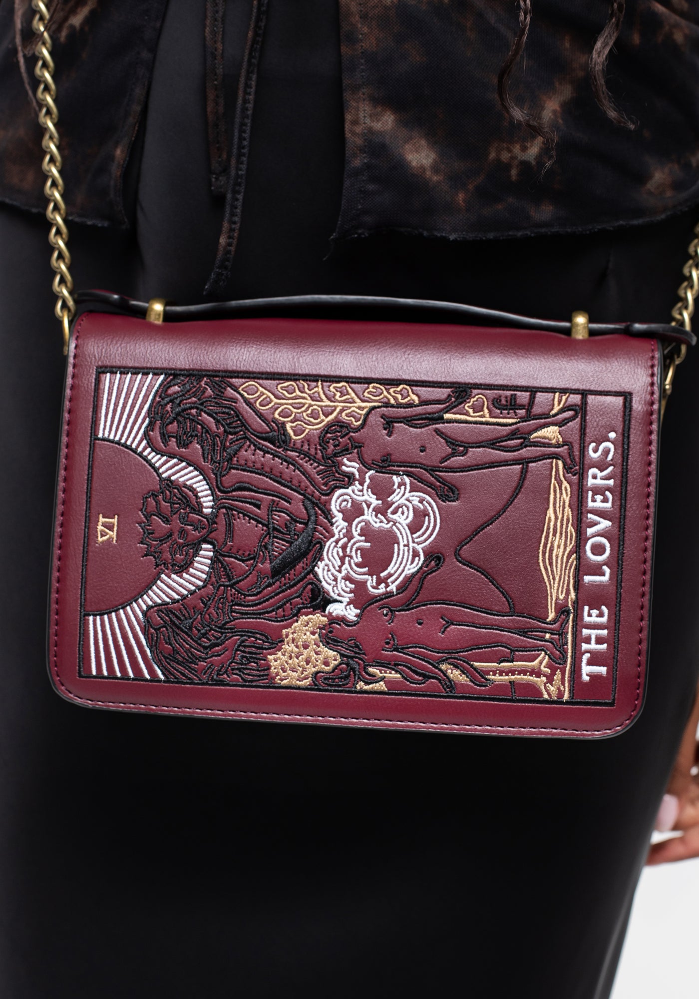 Disturbia Lovers Embroidered Crossbody Clutch Bag Handbags