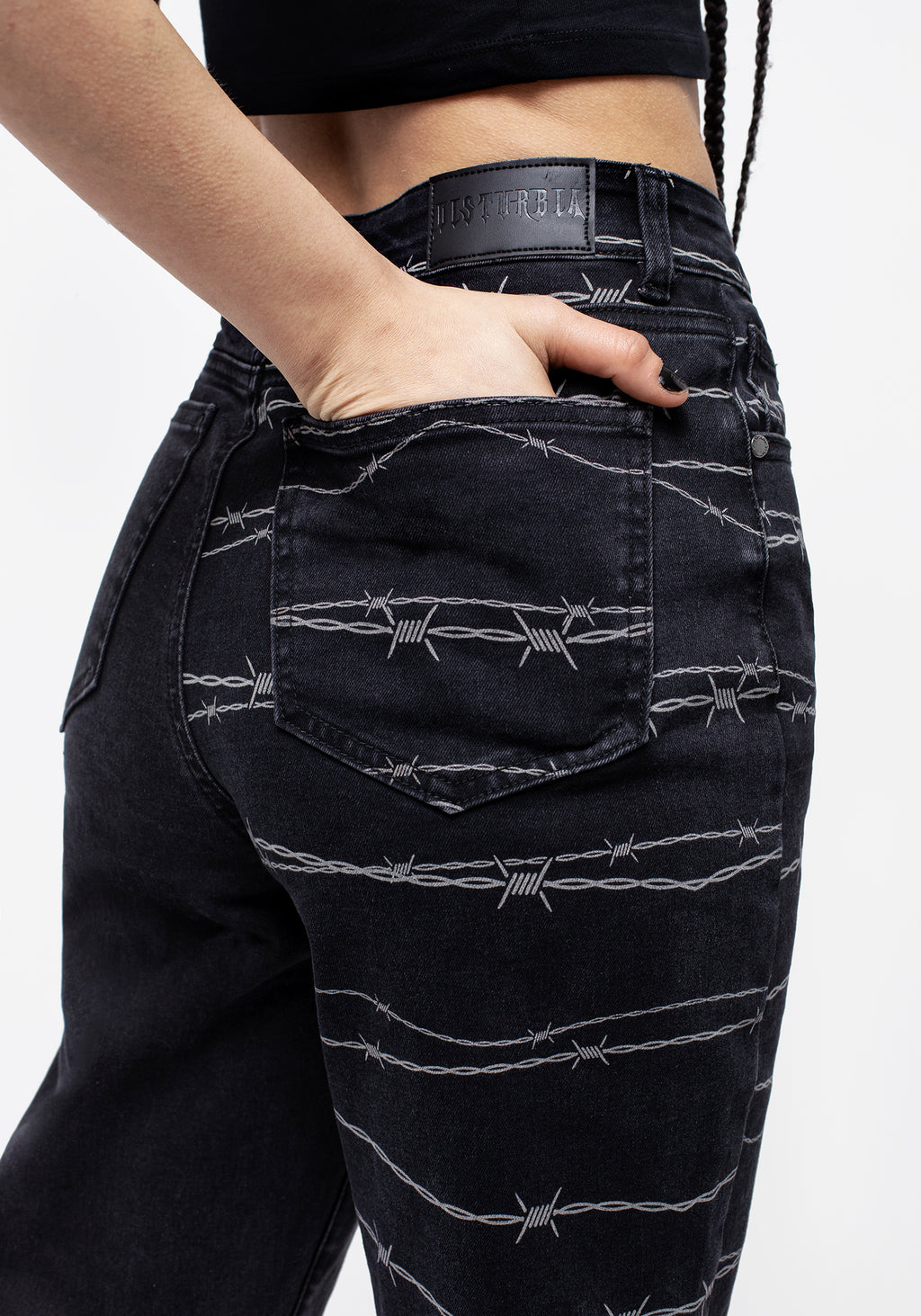 Disturb Wire Disturbia | Barbed Wire Spliced Mom Jeans | Jeans