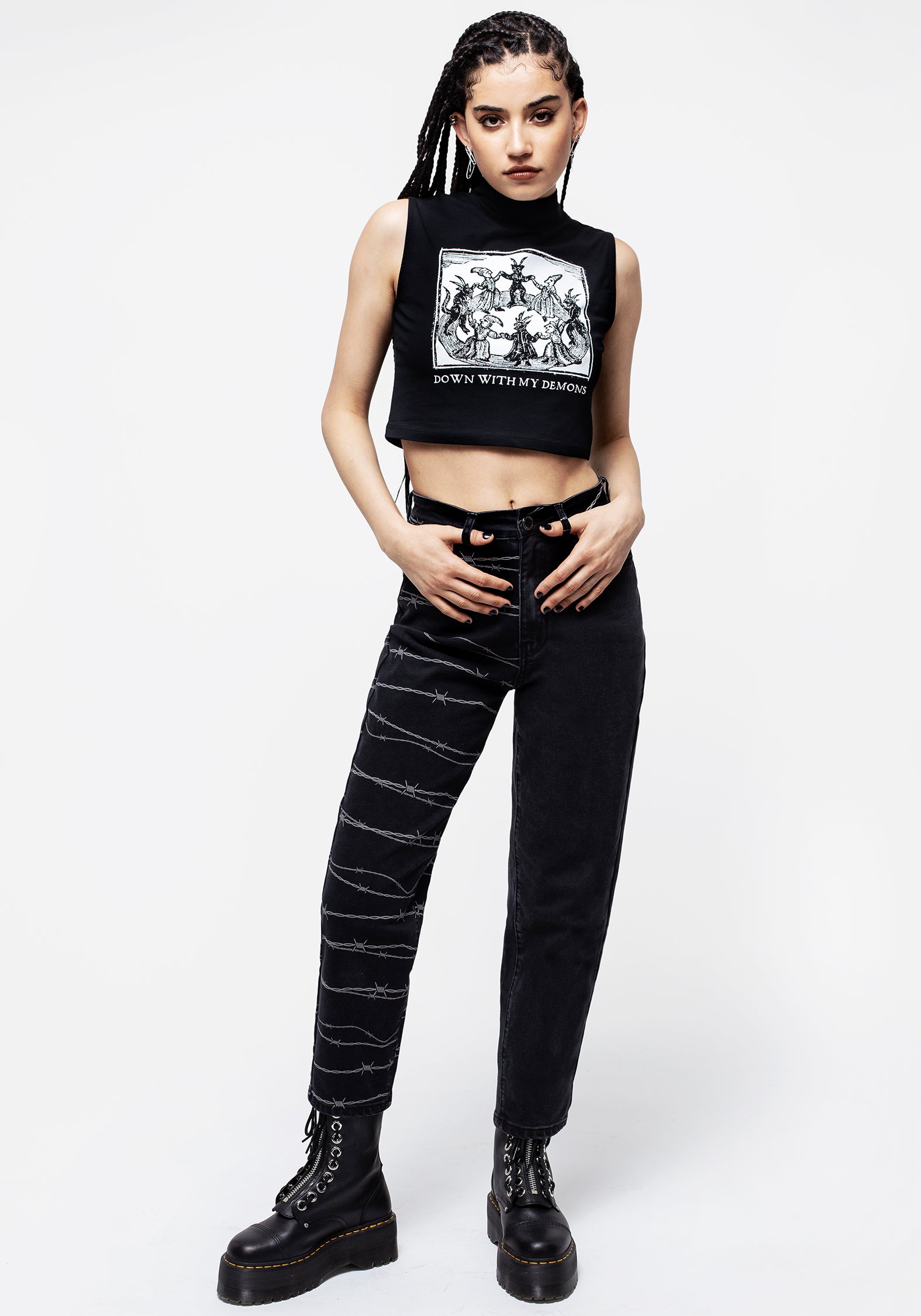 Disturb Wire Disturbia | Barbed Wire Spliced Mom Jeans | Jeans