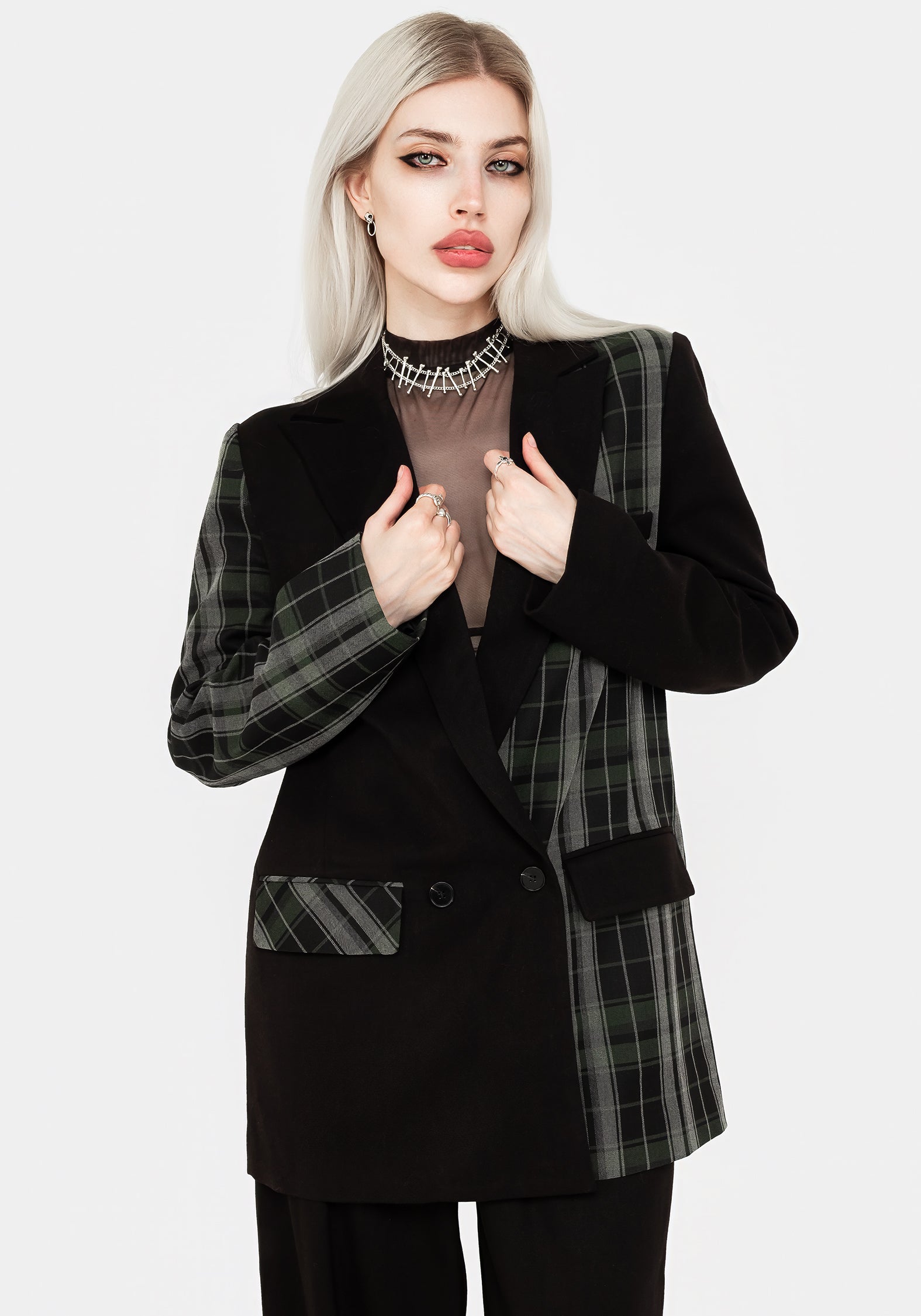Disturbia | Checkmate Spliced Oversized Blazer | Jackets