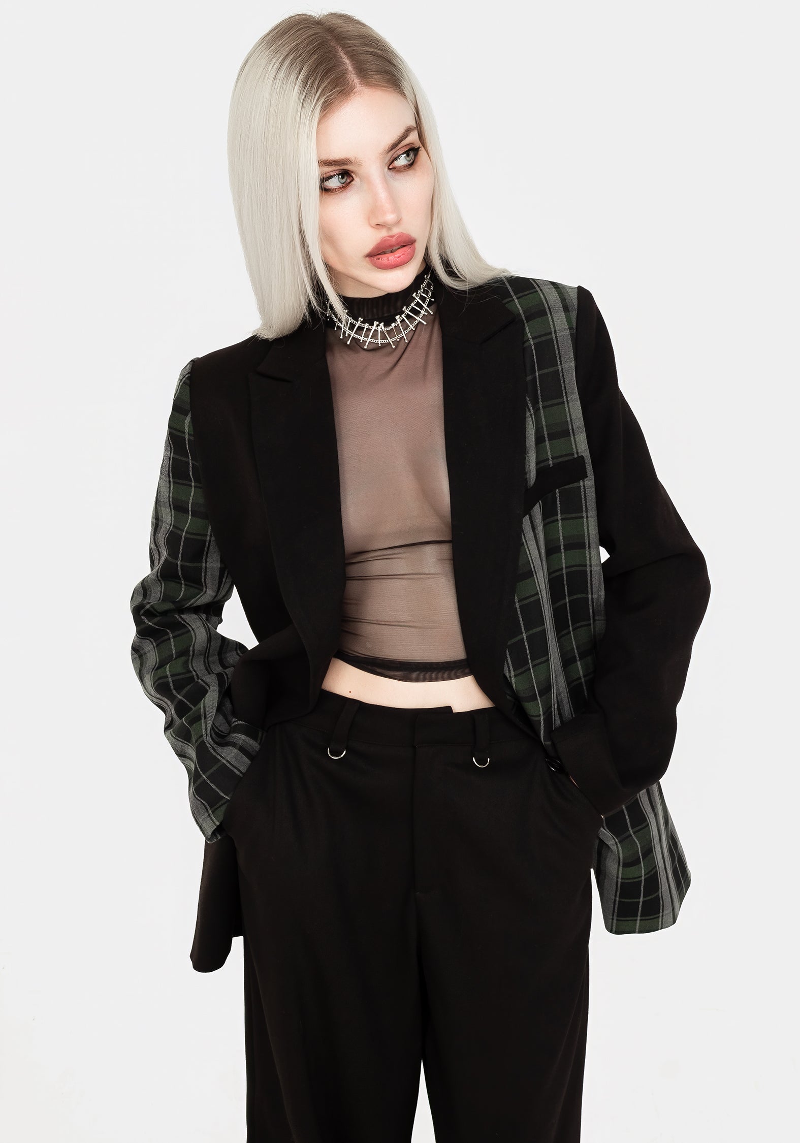 Disturbia | Checkmate Spliced Oversized Blazer | Jackets