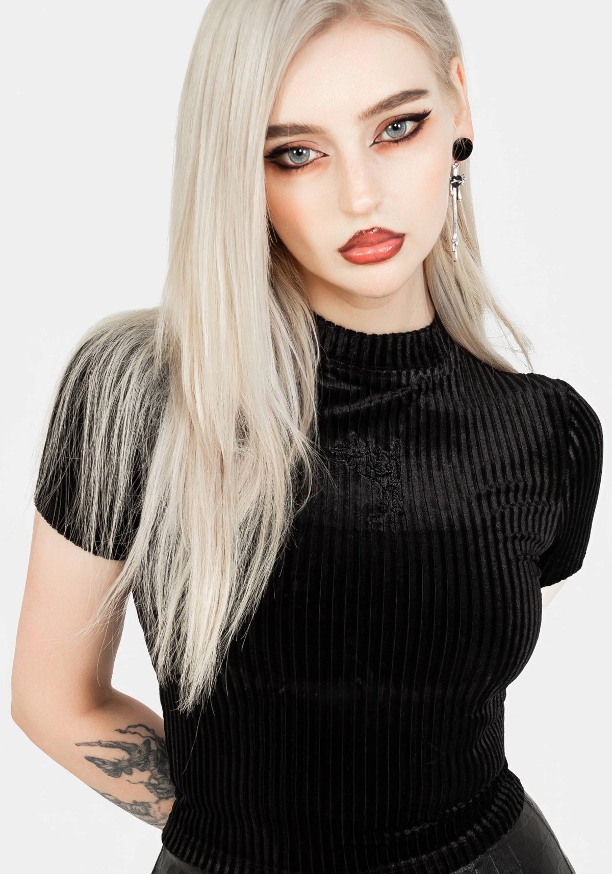 Rosaline Velour Rib Crop Top