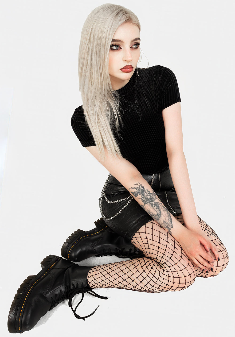 Disturbia | Rosaline Velour Rib Crop Top | Tops