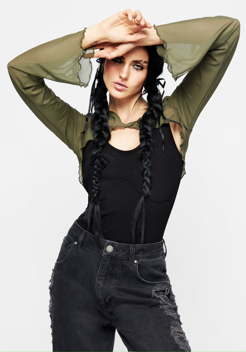 Disturbia Yvaine Mesh Long Sleeve Bolero Top Tops