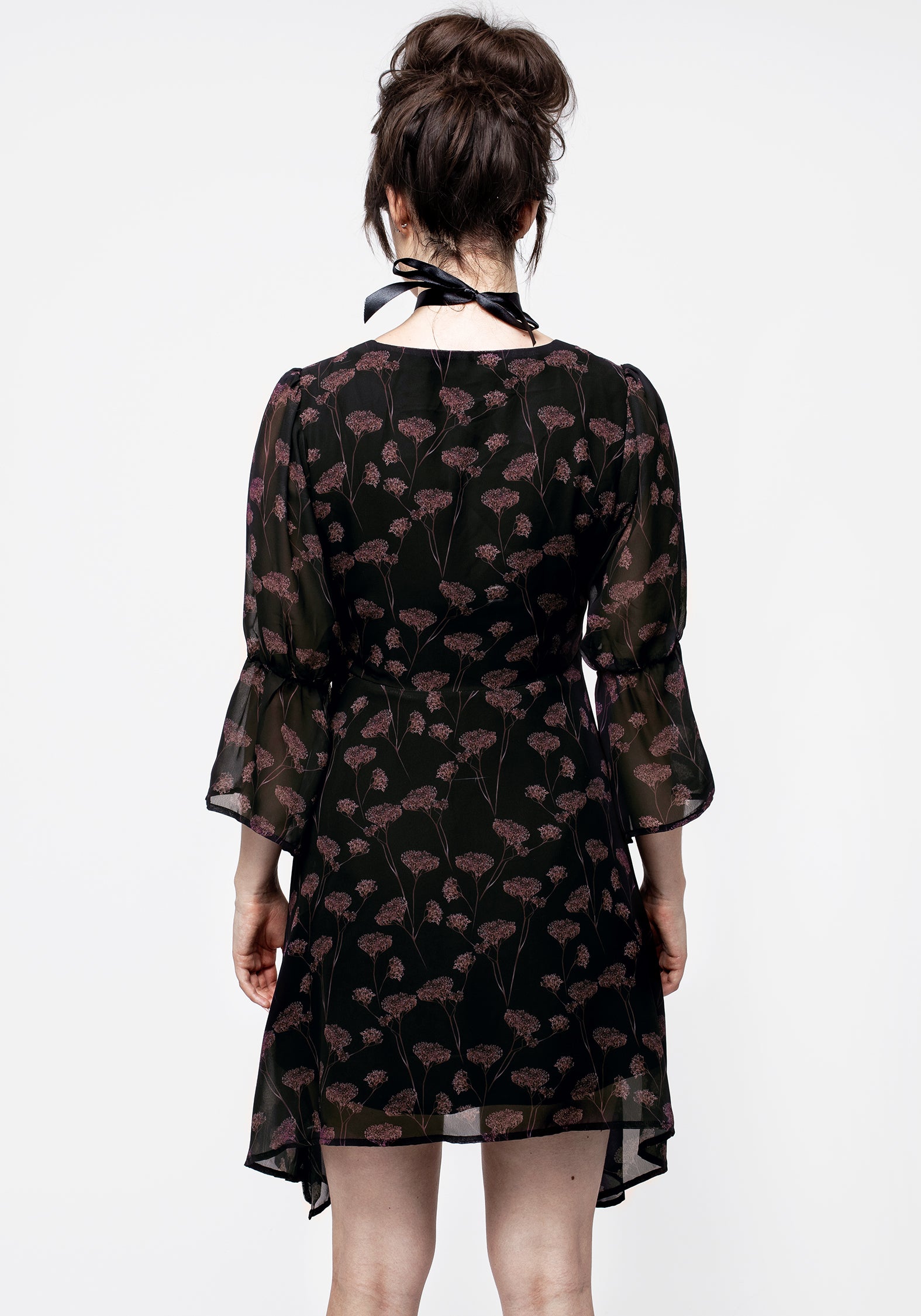 Judas VNeck Flute Sleeve Mini Shirt Dress Disturbia