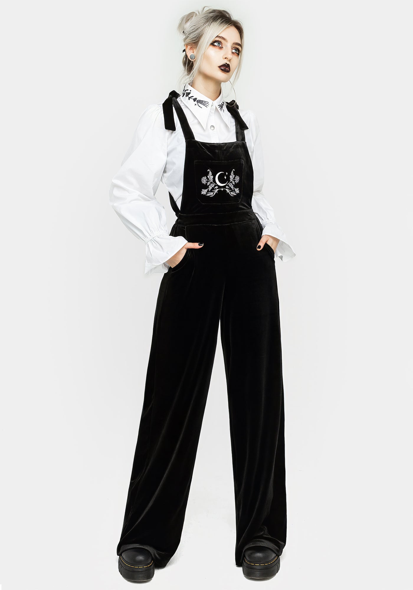 Clothing Velvet Dungarees Disturbia Aradia Embroidered Velour