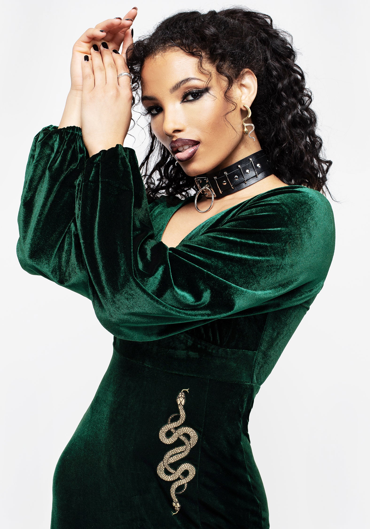 Disturbia | Zarina Long Sleeve Velour Maxi Dress | Dresses