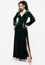 Zarina Long Sleeve Velour Maxi Dress