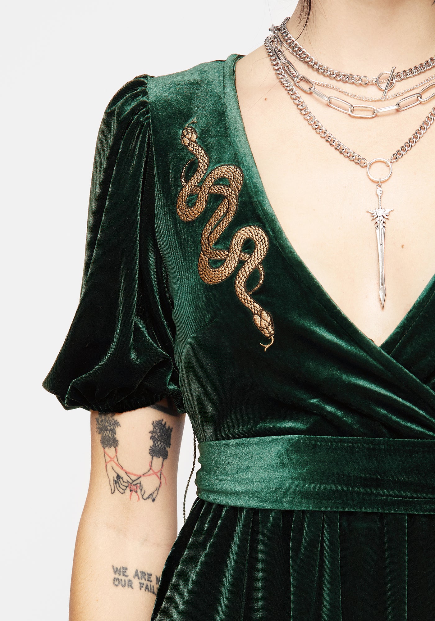 Disturbia Zarina Velour Applique Midi Wrap Dress Dresses