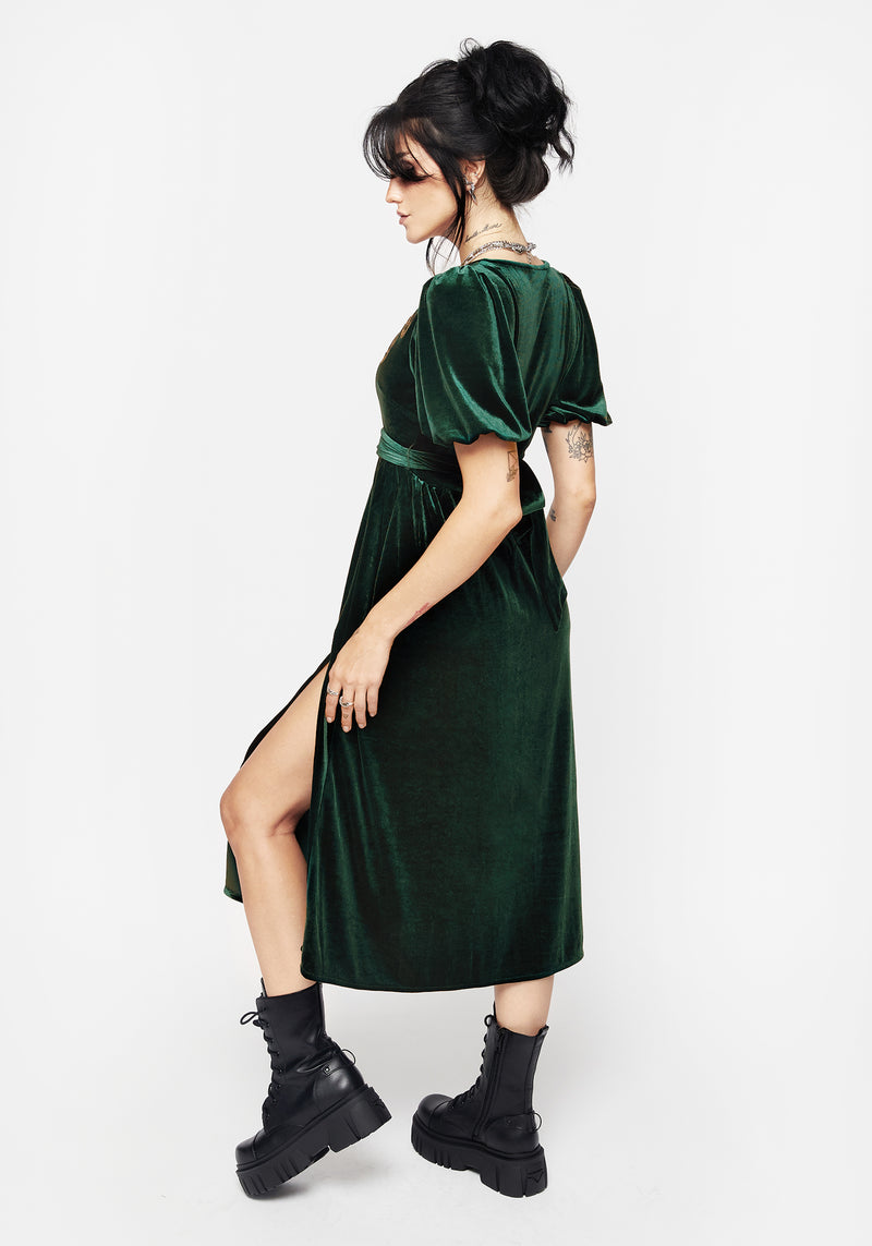 Zarina Velour Applique Midi Wrap Dress