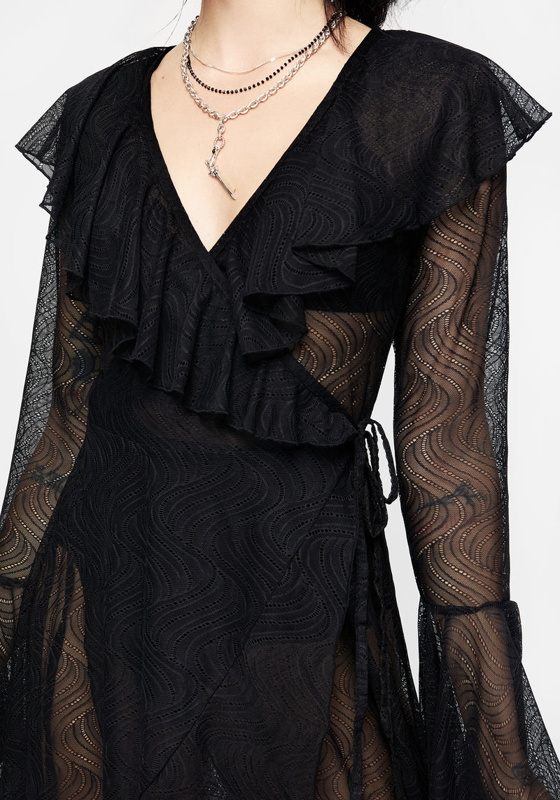 Disturbia Pyracantha Ruffle Wrap Dress Dresses1