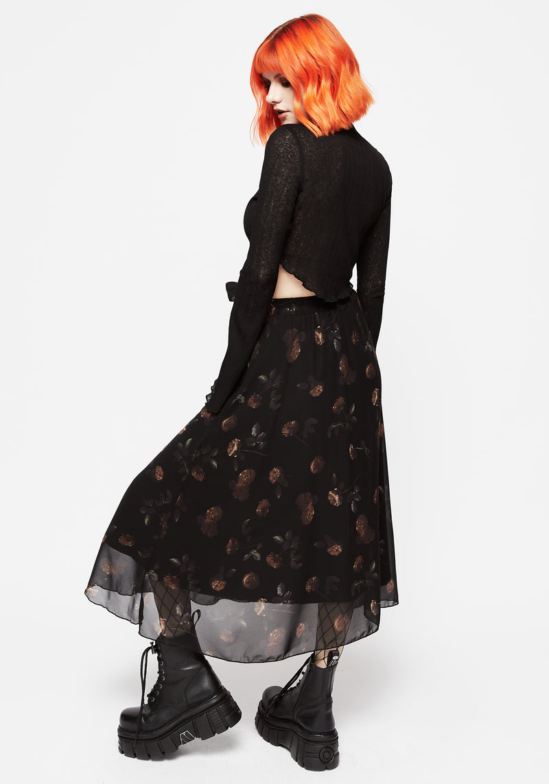 Monica Floral Chiffon Midi Skirt
