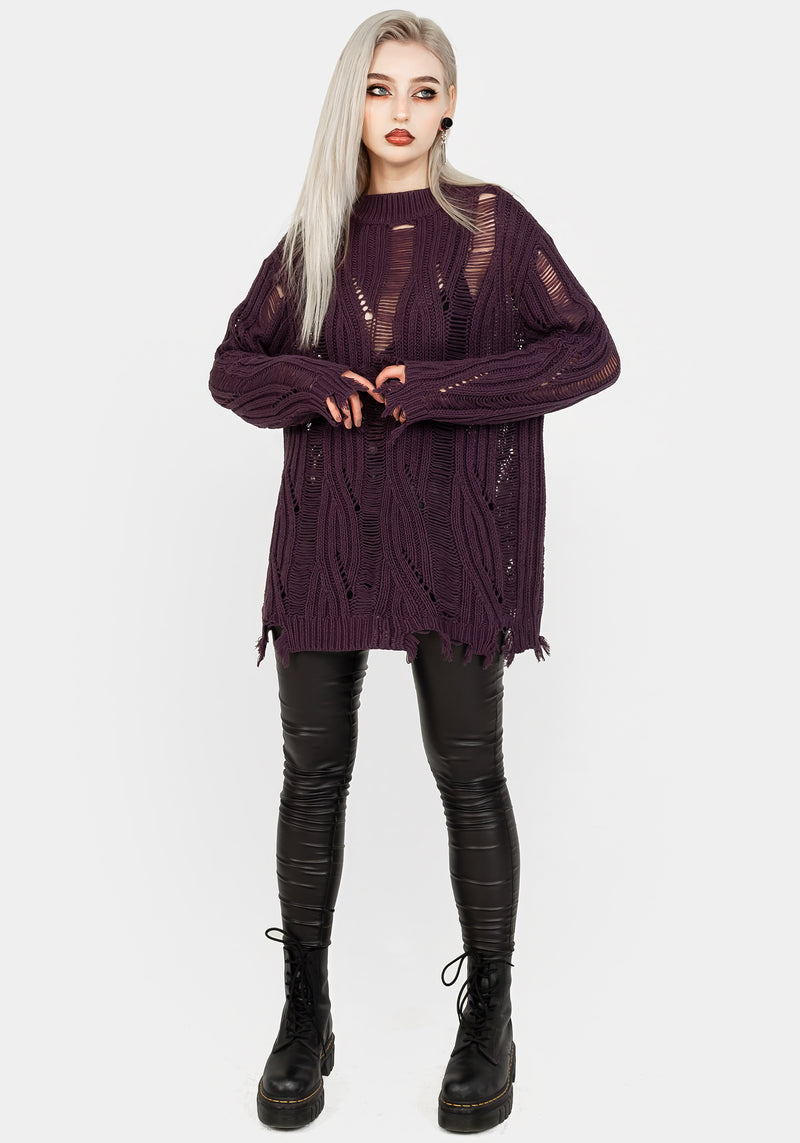 Dayglo Relaxed Knit Jumper In Lavender Mist
