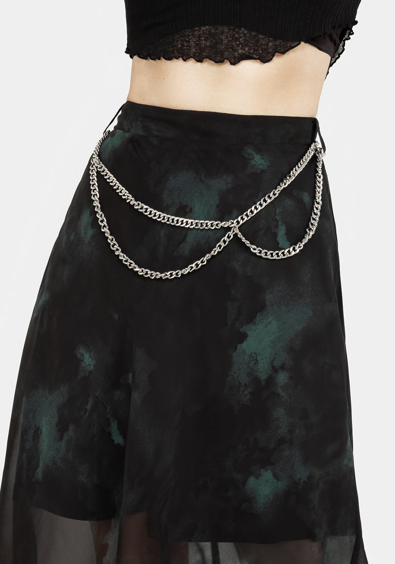 Lichen Chiffon Midaxi Skirt With Belt