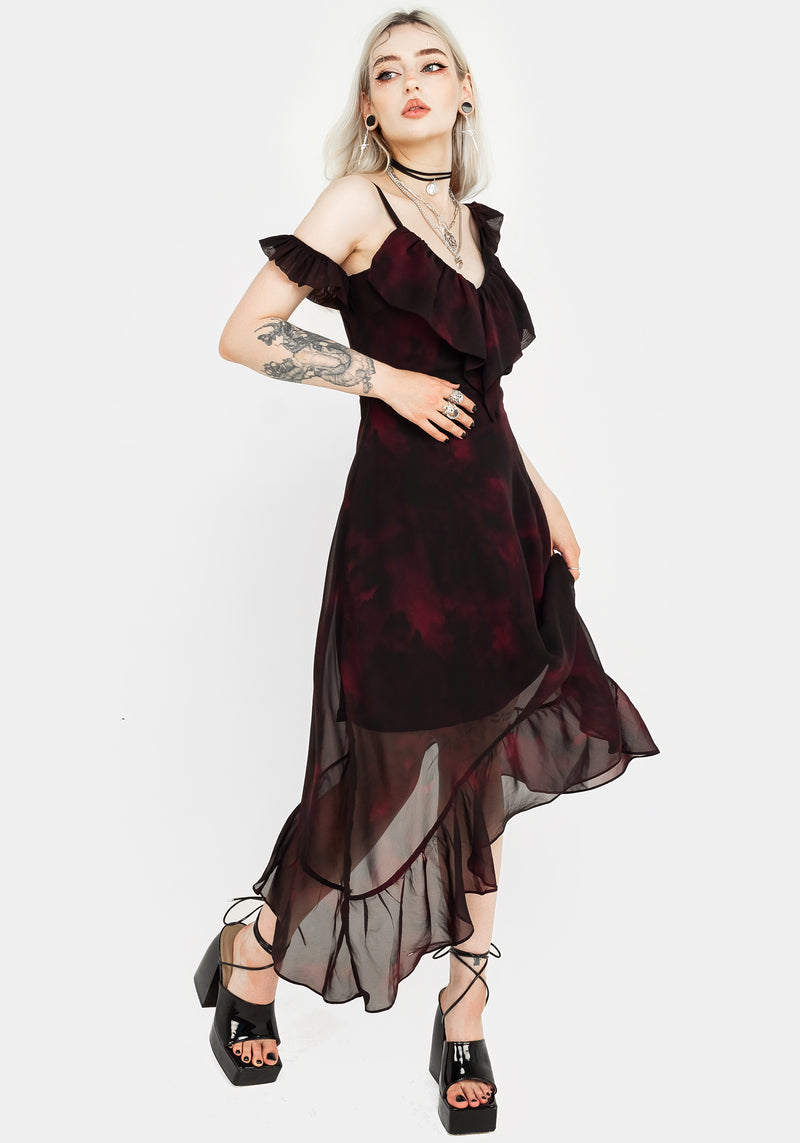 Vesta Asymmetric Chiffon Midaxi Dress
