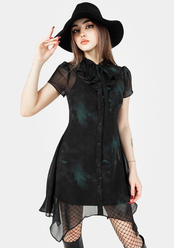 Lichen Chiffon Mini Shirt Dress