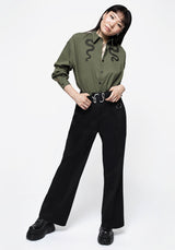 Ruthless Double Waistband Wide Leg Trousers
