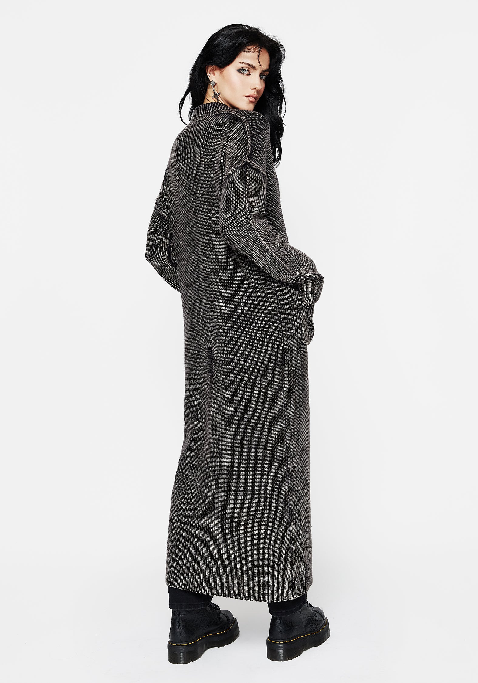 Disturbia | Allison Distressed Knit Longline Cardigan | Tops