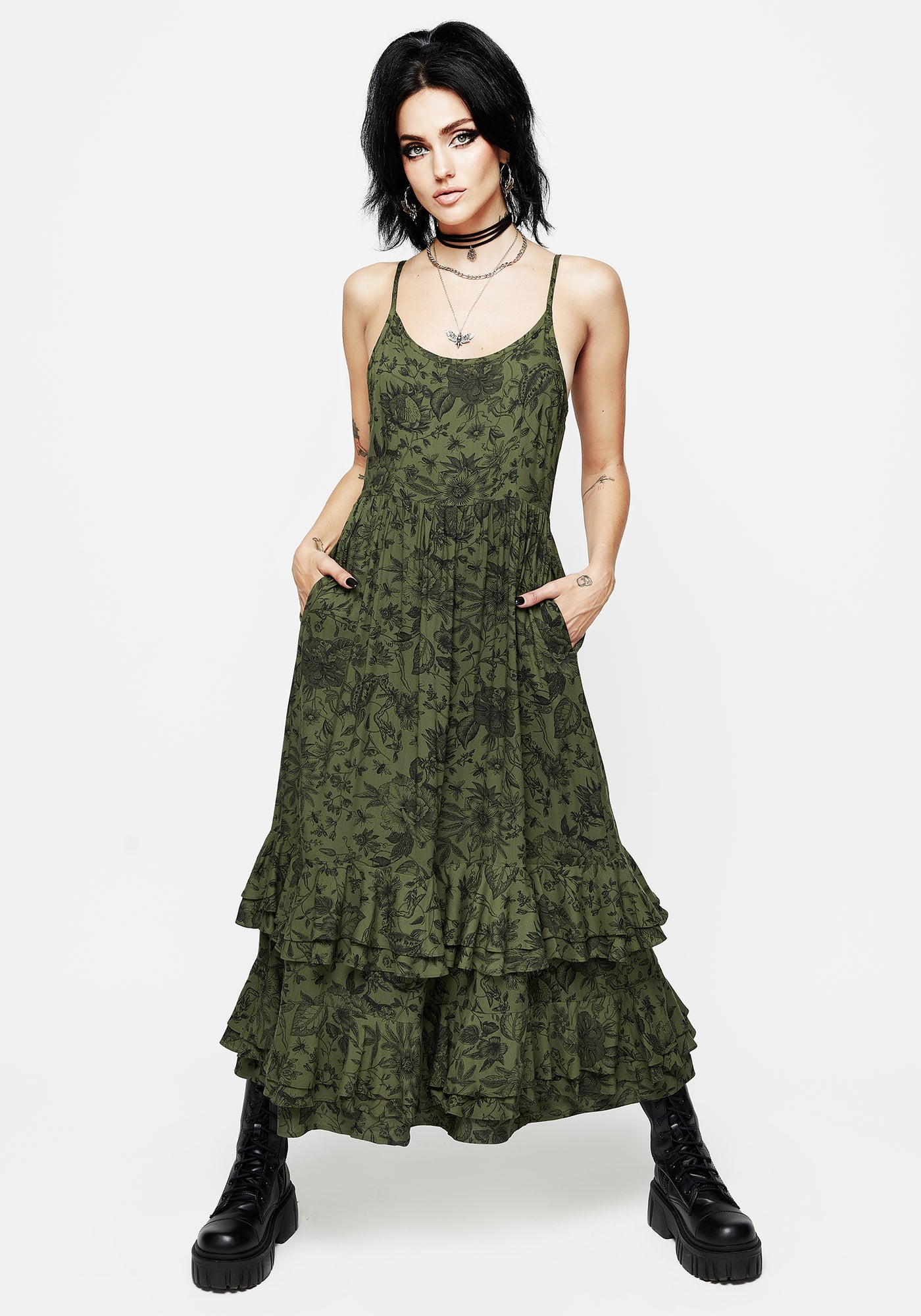 Disturbia | Meadowflowers Floral Print Tiered Midaxi Cami Dress