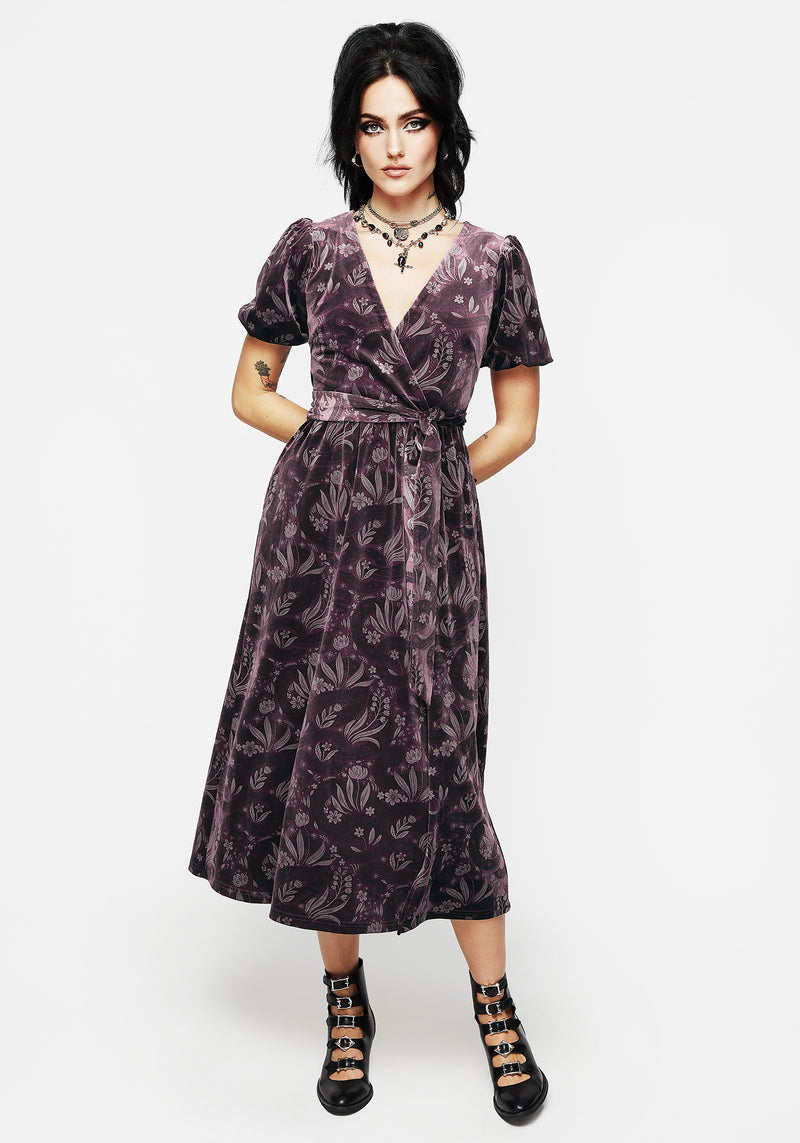 Disturbia | Deception Snake Foil Print Velour Midi Wrap Dress | Dresses Disturbia | Deception Snake Foil Print Velour Midi Wrap Dress | Dresses